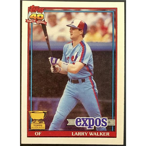 1991 TOPPS LARRY WALKER (HOF) ROOKIE CARD