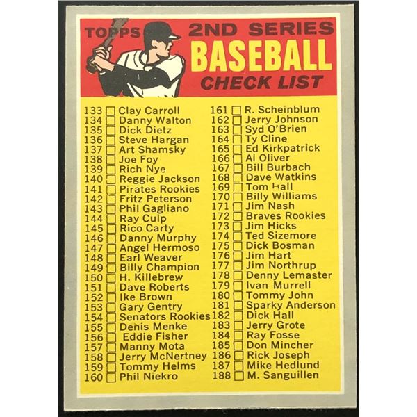1970 O-PEE-CHEE 2nd SERIES CHECKLIST