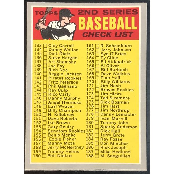 1970 O-PEE-CHEE 2nd SERIES CHECKLIST