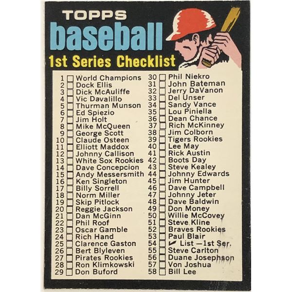 1971 O-PEE-CHEE 1st SERIES CHECKLIST