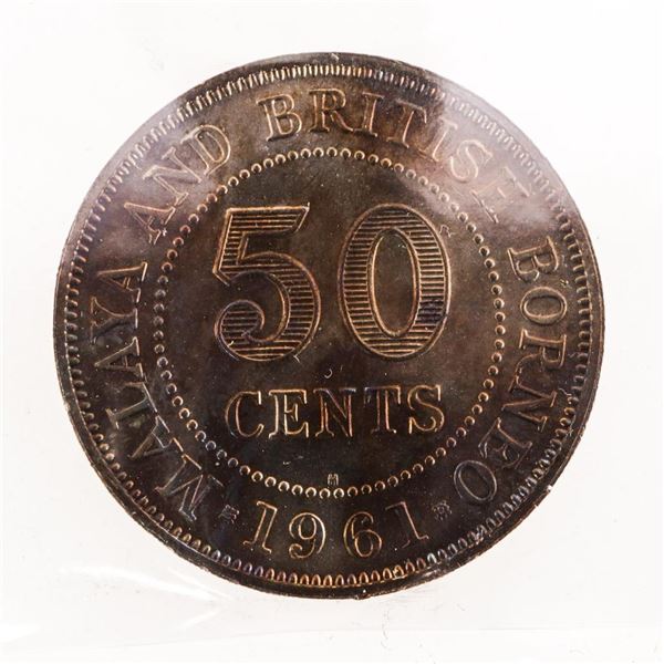1961H Malaya & British Borneo 50 Cents  KM#4 MS65 ICCS