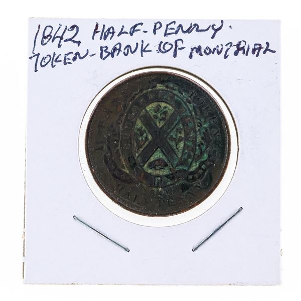 1842 Half Penny Token Bank of Montreal