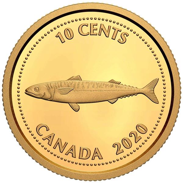 24kt (.9999) Pure Gold  Tribute to Alex Colville: Mackerel - 1/10th oz. Pure Gold Coin