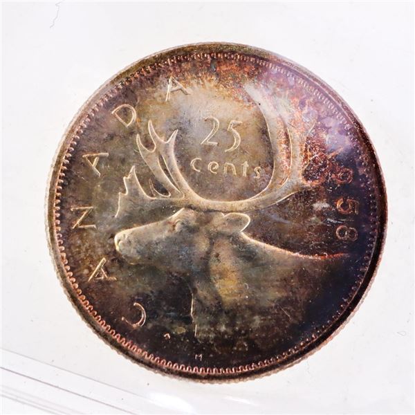 1958 Canada Silver 25 Cents MS64 ICCS