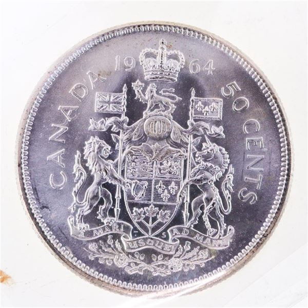 1964 Canada Silver 50 cents MS64 ICCS