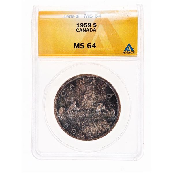 Canada 1959 Silver Dollar MS64  ANACS