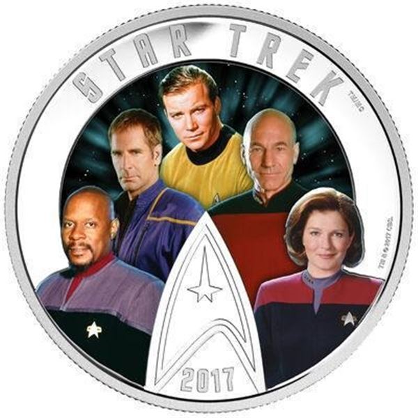 Star Trek(TM): Five Captains - 2 oz. Pure Silver Coloured Glow-in-the-Dark Coin - Mintage: 5,000 (20