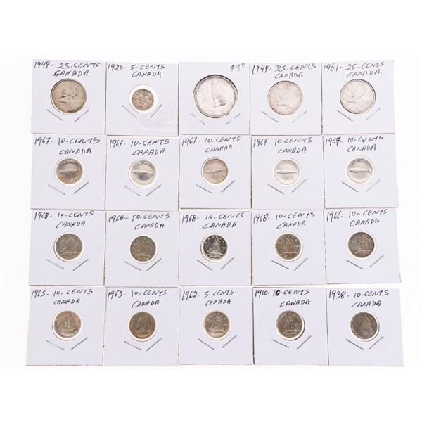 Lot - Canada 20 Mixed Silver Coins