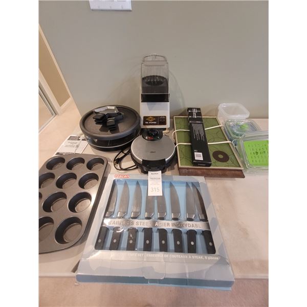 Knives, Waffle Maker, Plate Warmer A