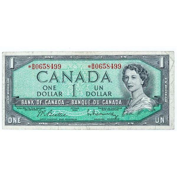 Bank of Canada 1954 One Dollar (*) Replacement (BM)