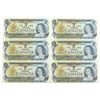 Image 1 : Bank of Canada 1973 One Dollar - 3 Sets of 2 in Sequence UNC (6 Notes)