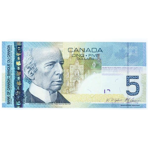 Bank of Canada Printed in 2006 $5 GEM UNC (HPG) (9.72-9.99) OLMSTEAD Original