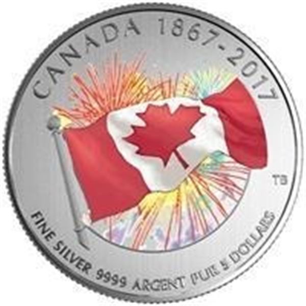 RCM Proudly Canadian 2017 $5 Fine Silver Coin Folio- 1867-1967 Canada 150 Red Flag