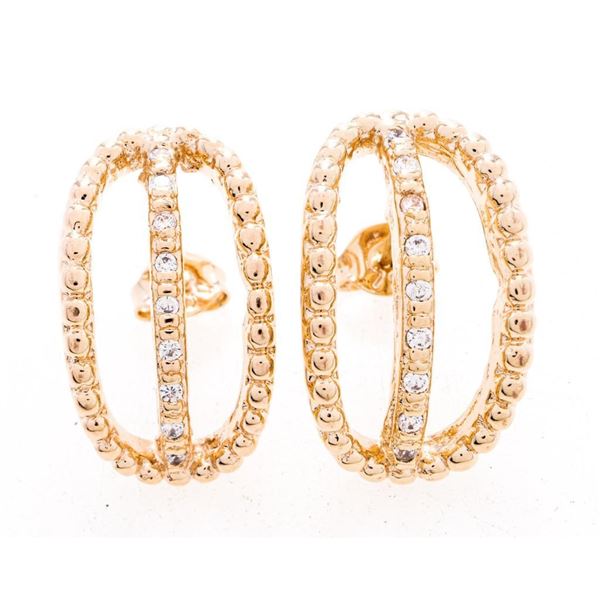 18kt Gold Overlay Oval Stud back Earrings (Brazil)