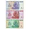 Image 1 : Group of 3  Reserve Bank of Zimbabwe - One, Five, & Ten Billion Dollar Notes - UNC w/ Serial Numbers