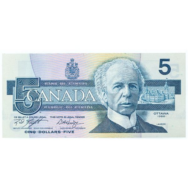 Bank of Canada 1986 $5 GEM UNC OLMSTEAD Original