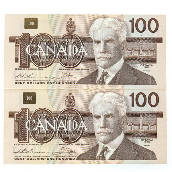 Bank of Canada Set 2 in Sequence 1988 $100 GEM UNC