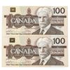 Image 1 : Bank of Canada Set 2 in Sequence 1988 $100 GEM UNC