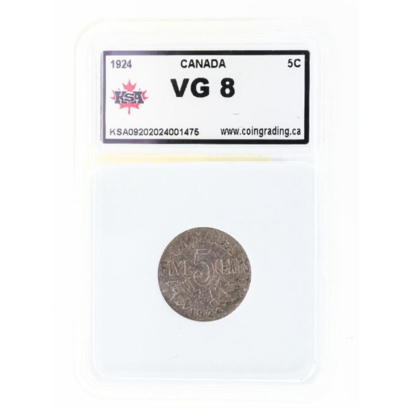 Canada 1924 King George Five Cents VG8 KSA