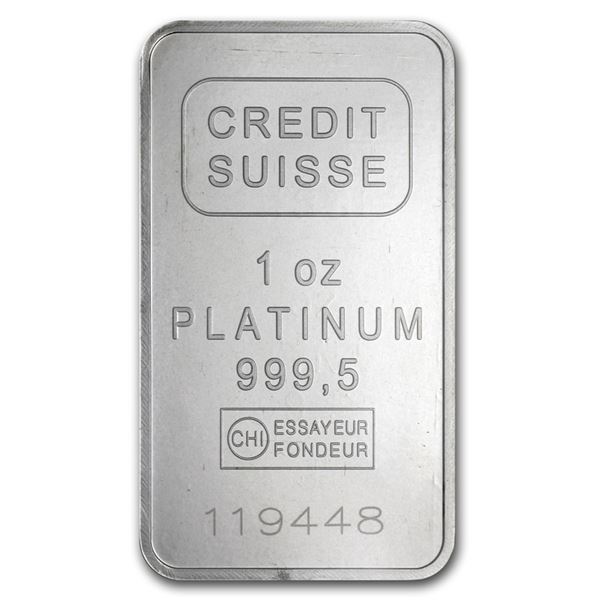 1 oz Platinum Bar – Credit Suisse (.9995 Fine, w/Assay)