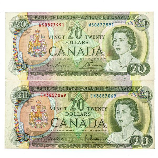 Lot 2 - Bank of Canada 1969 Twenty Dollars - 2 Signature Sets