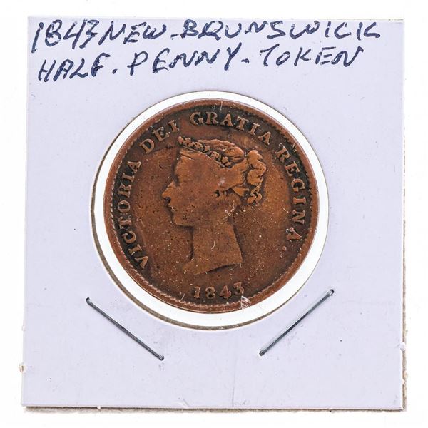 1843 New Brunswick Half Penny Token