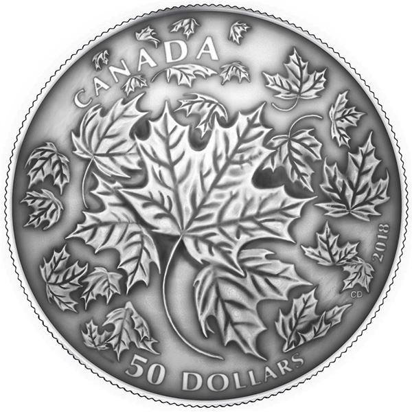 2017 $50 Maple Leaves in Motion - 5 oz Fine Silver Convex Coin