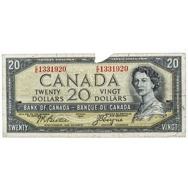 Bank of Canada 1954 Twenty Dollars Devil's Face Portrait