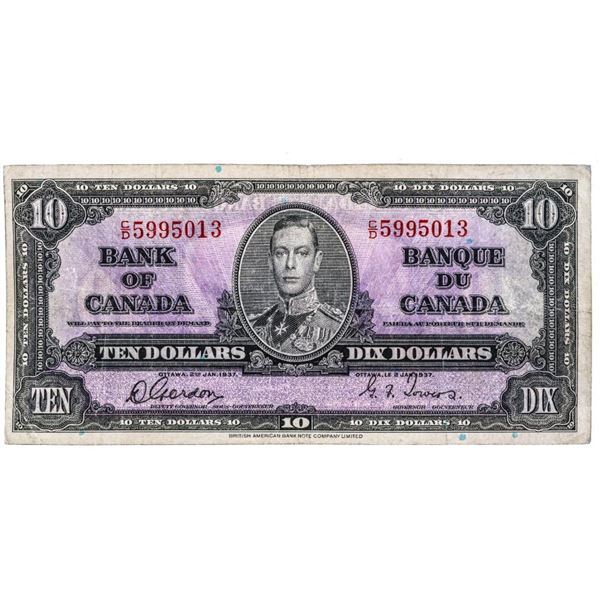 Bank of Canada 1937 Ten Dollars G/T