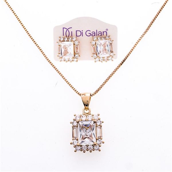 18kt BGO Earring & Necklace Set - Rectangular Swarovski Elements