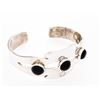 Image 1 : Italy - Hand Made Bangle Bracelet w/ 3 Bezel Set Onyx Stones -Over 40 Grams