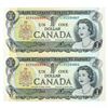 Image 1 : Bank of Canada 1973 One Dollar - Sequential Pair GEM UNC