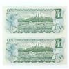 Image 2 : Bank of Canada 1973 One Dollar - Sequential Pair GEM UNC