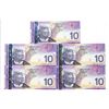 Image 1 : Bank of Canada 2005 Set of  5 x Ten Dollars UNC in Sequence