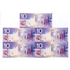 Image 2 : Bank of Canada 2005 Set of  5 x Ten Dollars UNC in Sequence