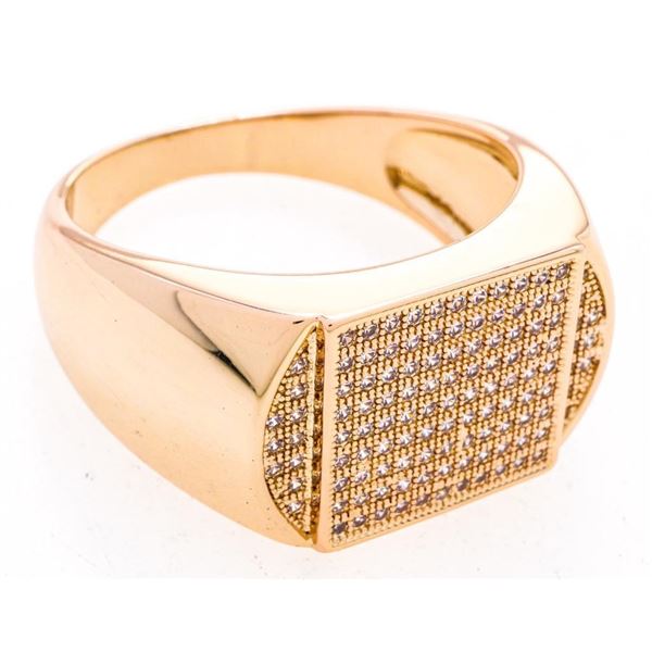 18kt Gold Overlay Pave Set Ring Size 10
