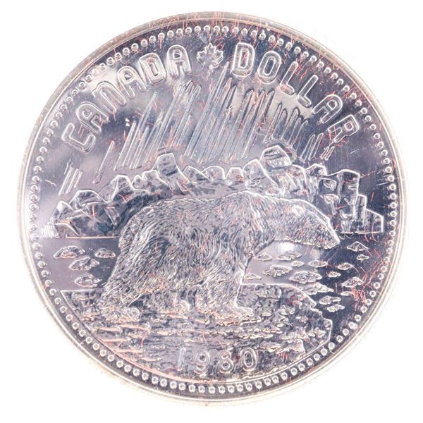 1980 Transfer of Arctic Islands to Canada Specimen Silver Dollar