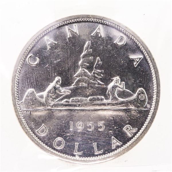 Canada 1955 Silver Dollar MS62 ICCS