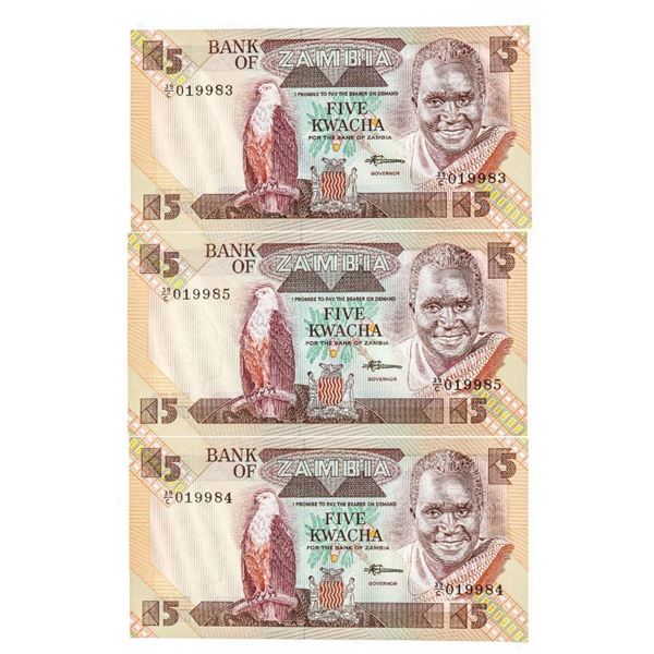 Bank of Zambia -Five Kwacha Lot 3 in Sequence