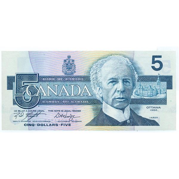 Bank of Canada 1986 $5 GEM UNC OLMSTEAD Original
