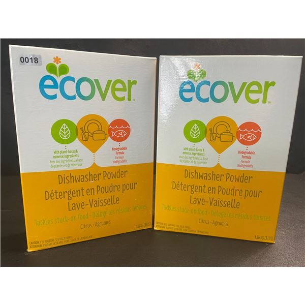 2 Boxes of Ecover Natural Plant-Based Dishwasher Powder - Citrus - 1.36kg - New Sealed