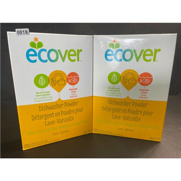 2 Boxes of Ecover Natural Plant-Based Dishwasher Powder - Citrus - 1.36kg - New Sealed