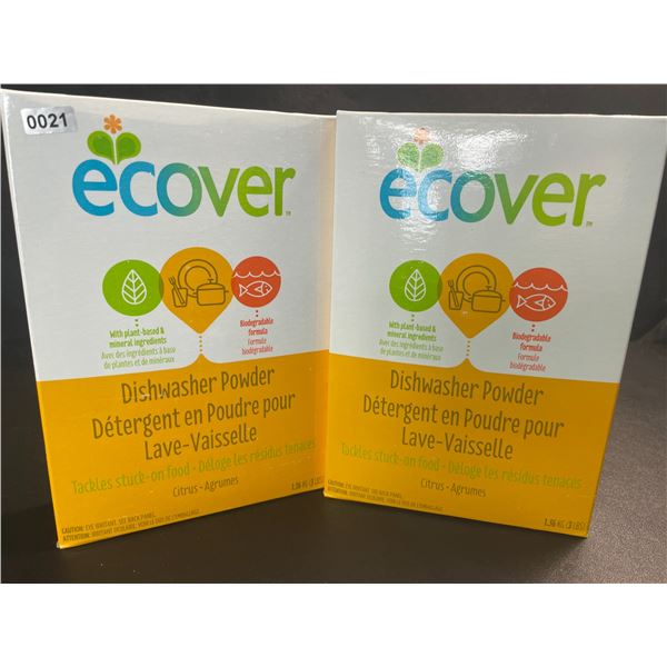 2 Boxes of Ecover Natural Plant-Based Dishwasher Powder - Citrus - 1.36kg - New Sealed
