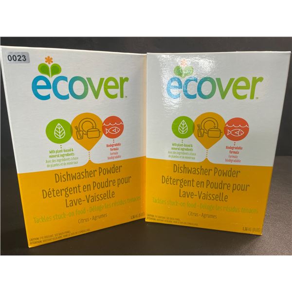2 Boxes of Ecover Natural Plant-Based Dishwasher Powder - Citrus - 1.36kg - New Sealed