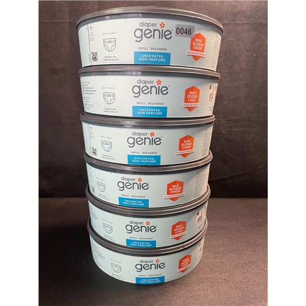 6 Diaper Genie Refills - Unscented - Max Odour Lock - New
