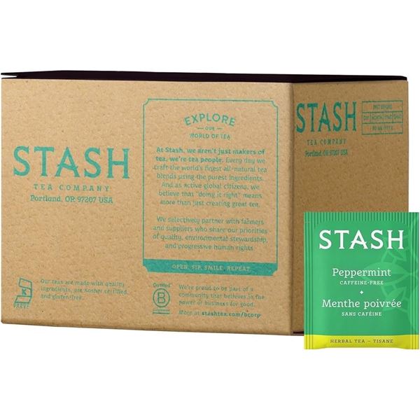 1 Box of Stash Tea Company Peppermint Herbal Tea Bags - 100 Count (BB: 12/2026)