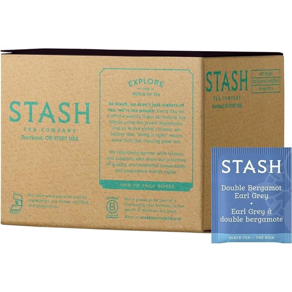 1 Box of Stash Tea Company Double Bergamont Earl Grey Black Tea Bags - 100 Count (BB: 02/2027)