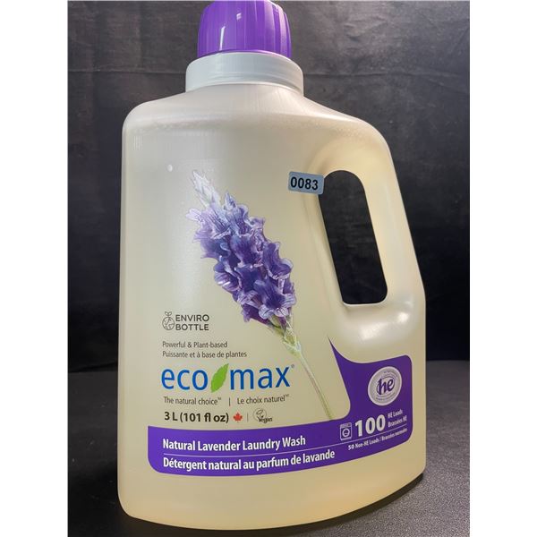 1 Jug of Eco Max Powerful & Plant-Based Natural Lavender Laundry Wash - 3L/100 Loads - New