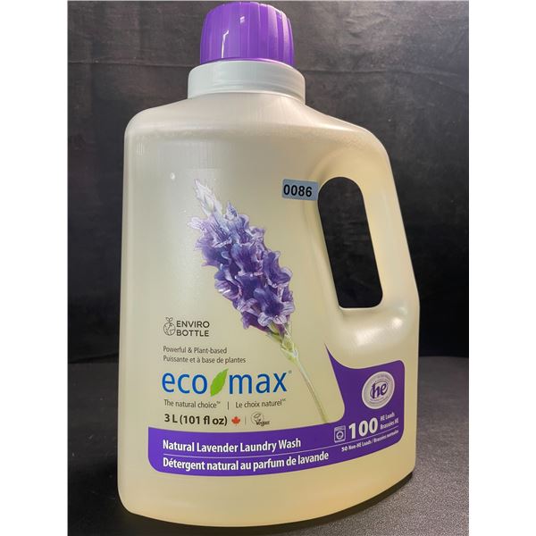 1 Jug of Eco Max Powerful & Plant-Based Natural Lavender Laundry Wash - 3L/100 Loads - New