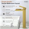 Image 1 : 1 Kenes Bath & Kitchen Gold Vessel Single-Lever Waterfall Bathroom Sink Faucet - New in Box!